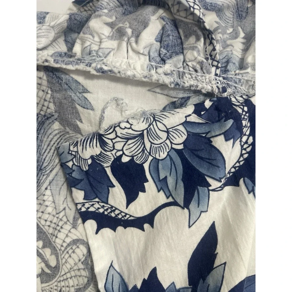 Vintage Ralph Lauren Nanking Standard 2 Shams Porcelain Dragon Blue White Ruffle